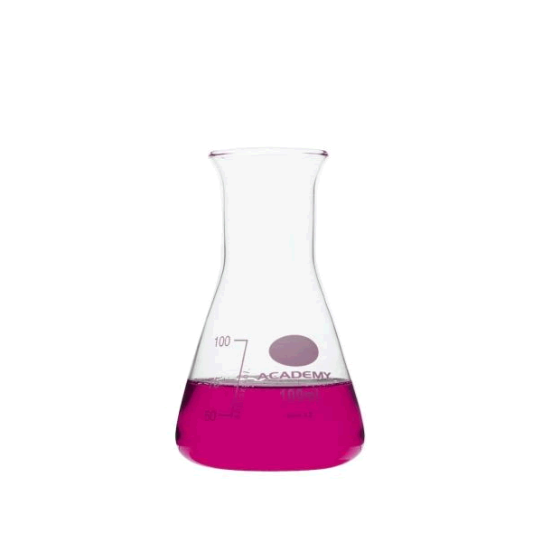 Academy Erlenmeyer Flask, Narrow Neck, Borosilicate Glass, 100ml