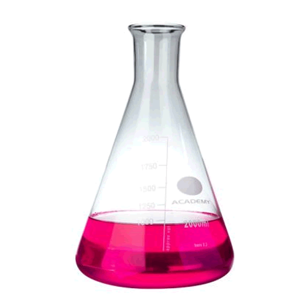 Academy Erlenmeyer Flask, Narrow Neck, Borosilicate Glass, 2000ml