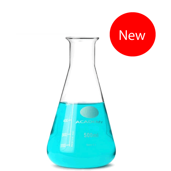 Academy Erlenmeyer Flask, Narrow Neck, Borosilicate Glass, 500ml