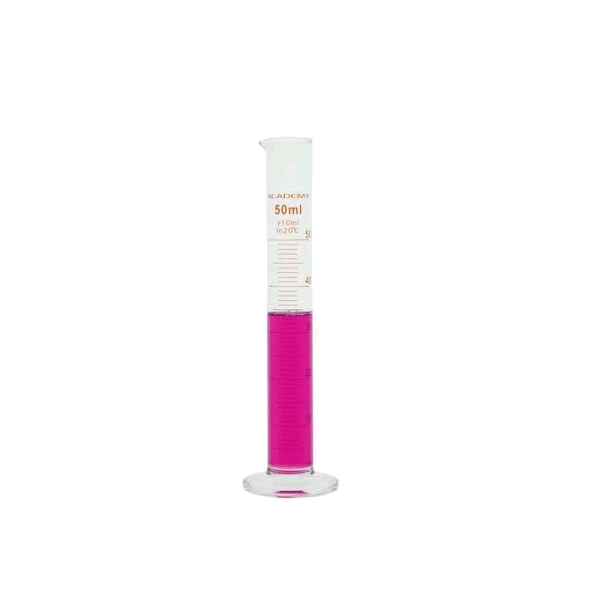 Academy Measuring Cylinder, With Spout, Class B, Borosilicate Glass, 50ml