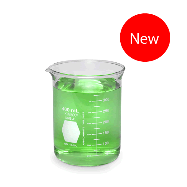 Beaker, Low Form, Borosilicate Glass, Kimble, 400ml Beaker, Low Form, Borosilicate Glass, Kimble, 400ml